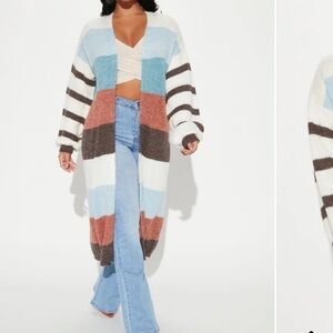 Striped Multicolor Long Cardigan